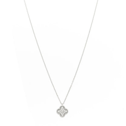 Van Cleef & Arpels 18K White Gold Diamond Sweet Alhambra Pendant Necklace 1 of 5