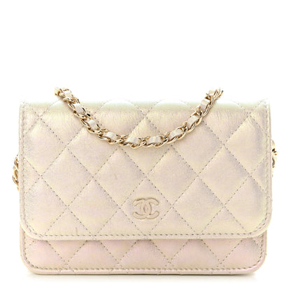 Chanel Iridescent Lambskin Quilted Mini Wallet On Chain WOC Ivory 1 of 12