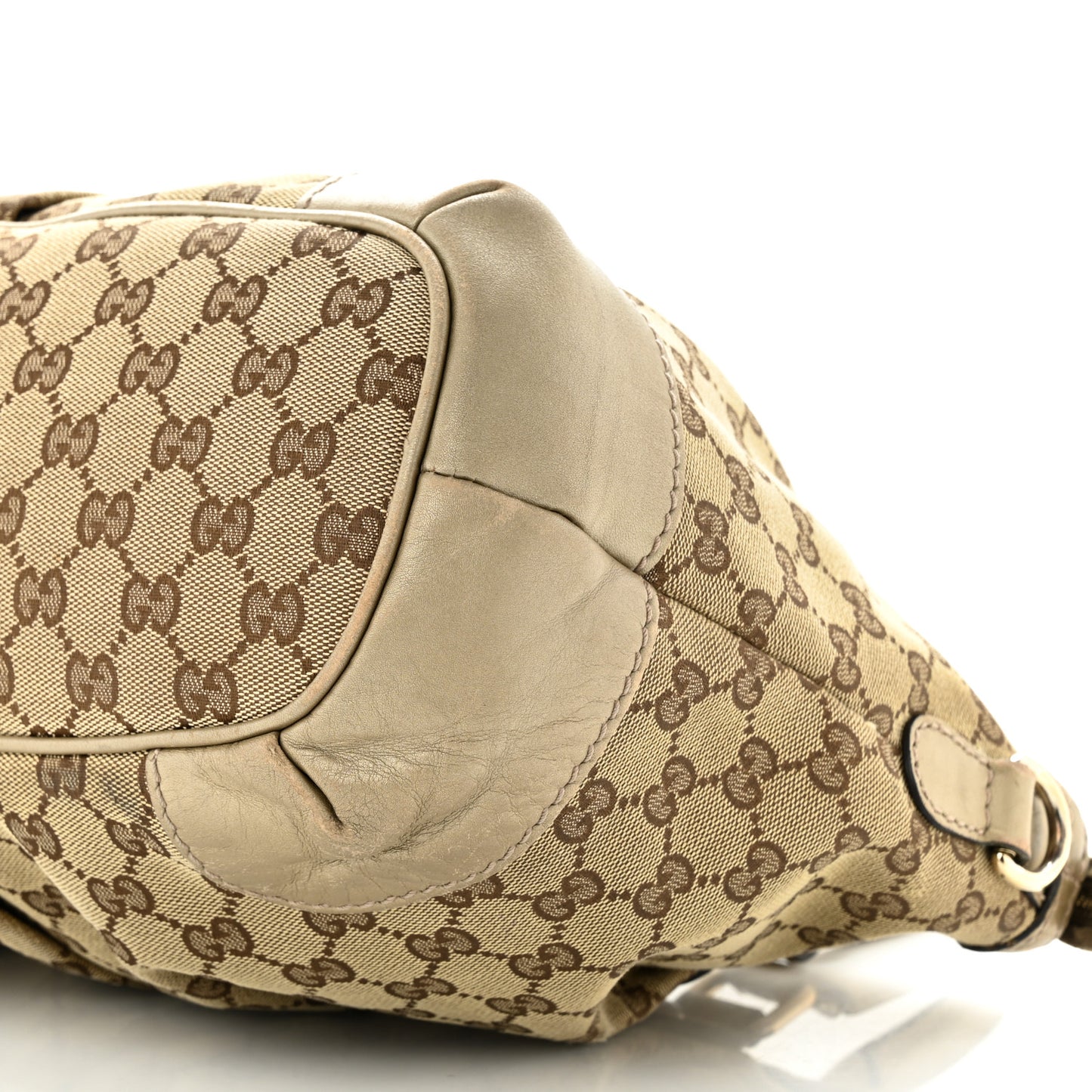 Monogram Margaux Calfskin Medium Sukey Top Handle Bag Beige Ebony Mystic White