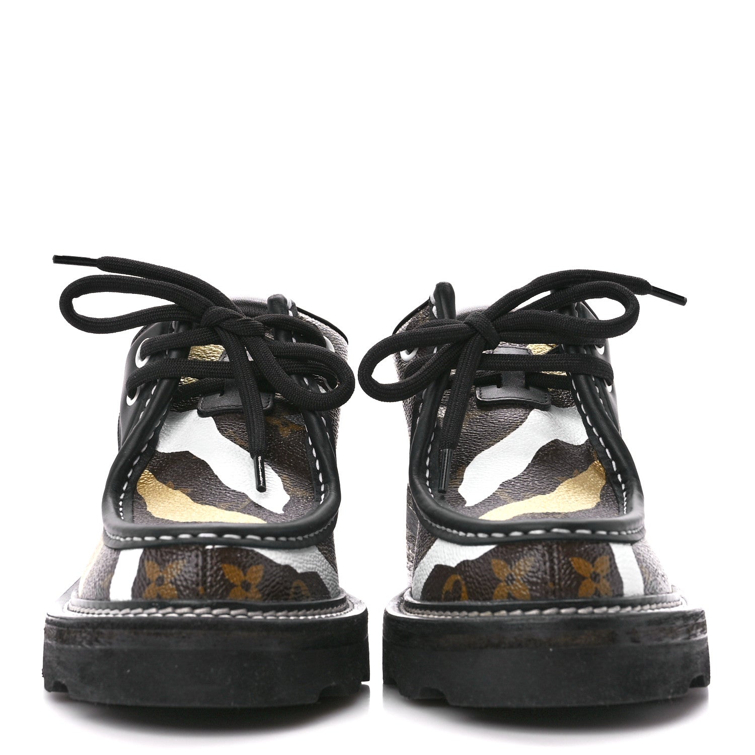 Louis Vuitton X LOL Monogram Calfskin Beaubourg Platform Derby Shoes 39 Gold Silver 2 of 14