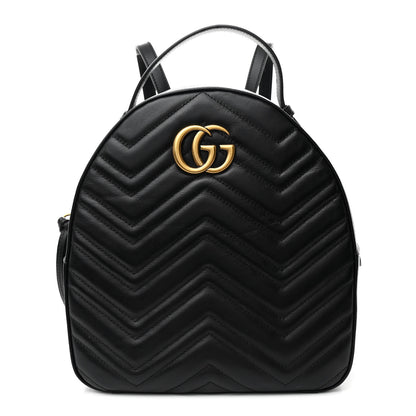 Gucci Calfskin Matelasse GG Marmont Dome Backpack Black 1 of 10