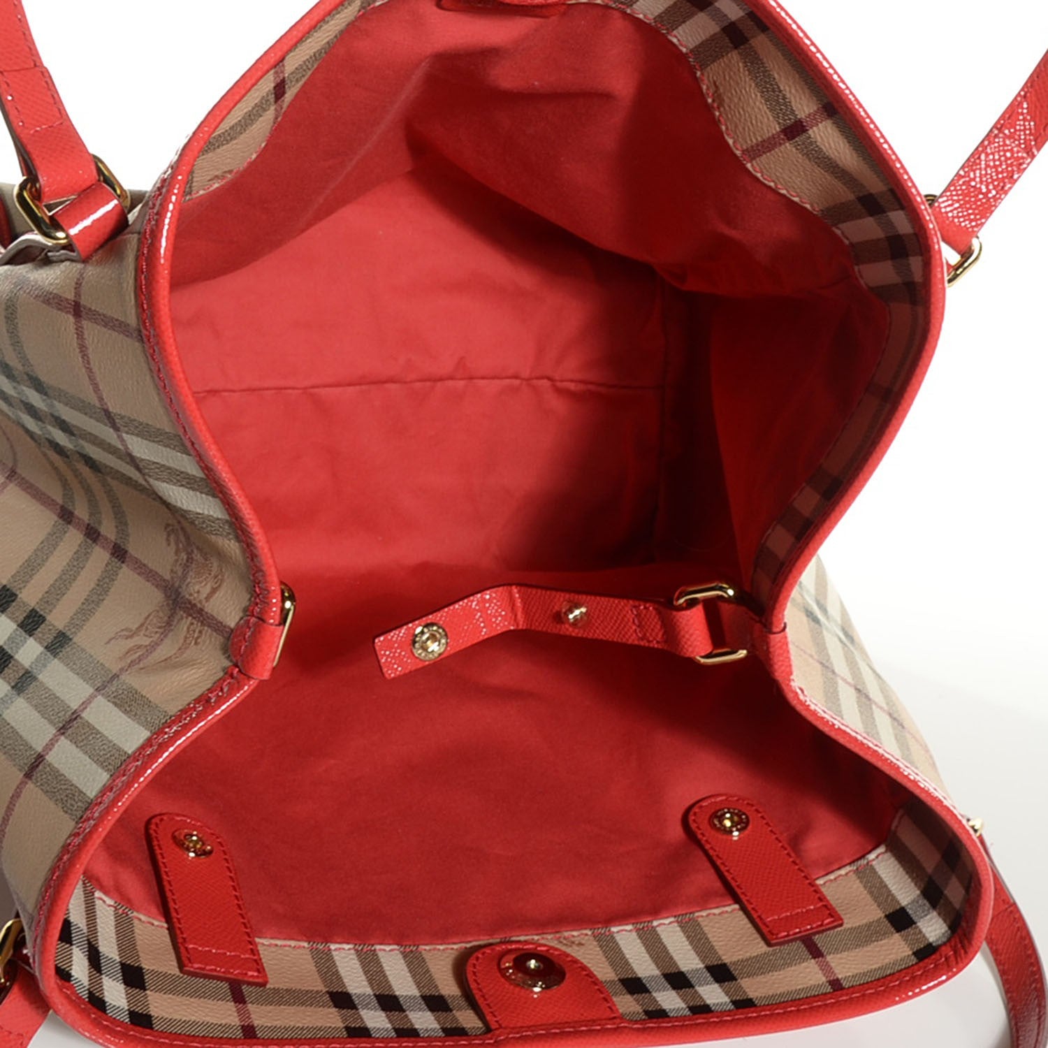 Burberry Haymarket Check Small Canterbury Tote Coral Red 5 of 6