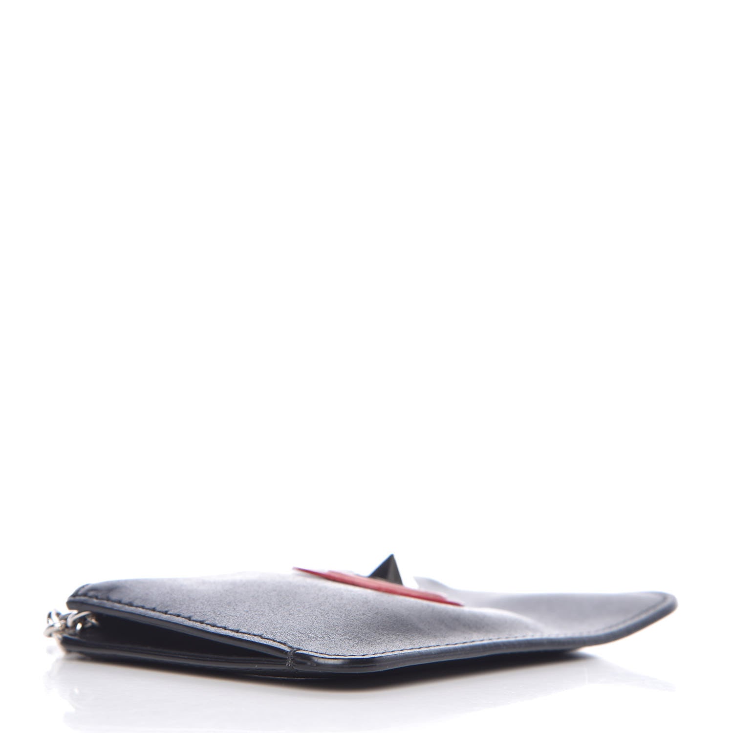 Fendi Vitello Applique Heart Coin Pouch Key Case Black 4 of 9