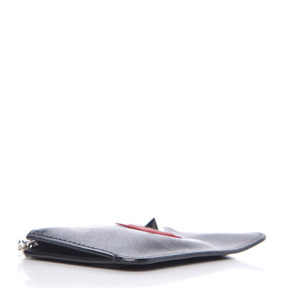 Fendi Vitello Applique Heart Coin Pouch Key Case Black 4 of 9