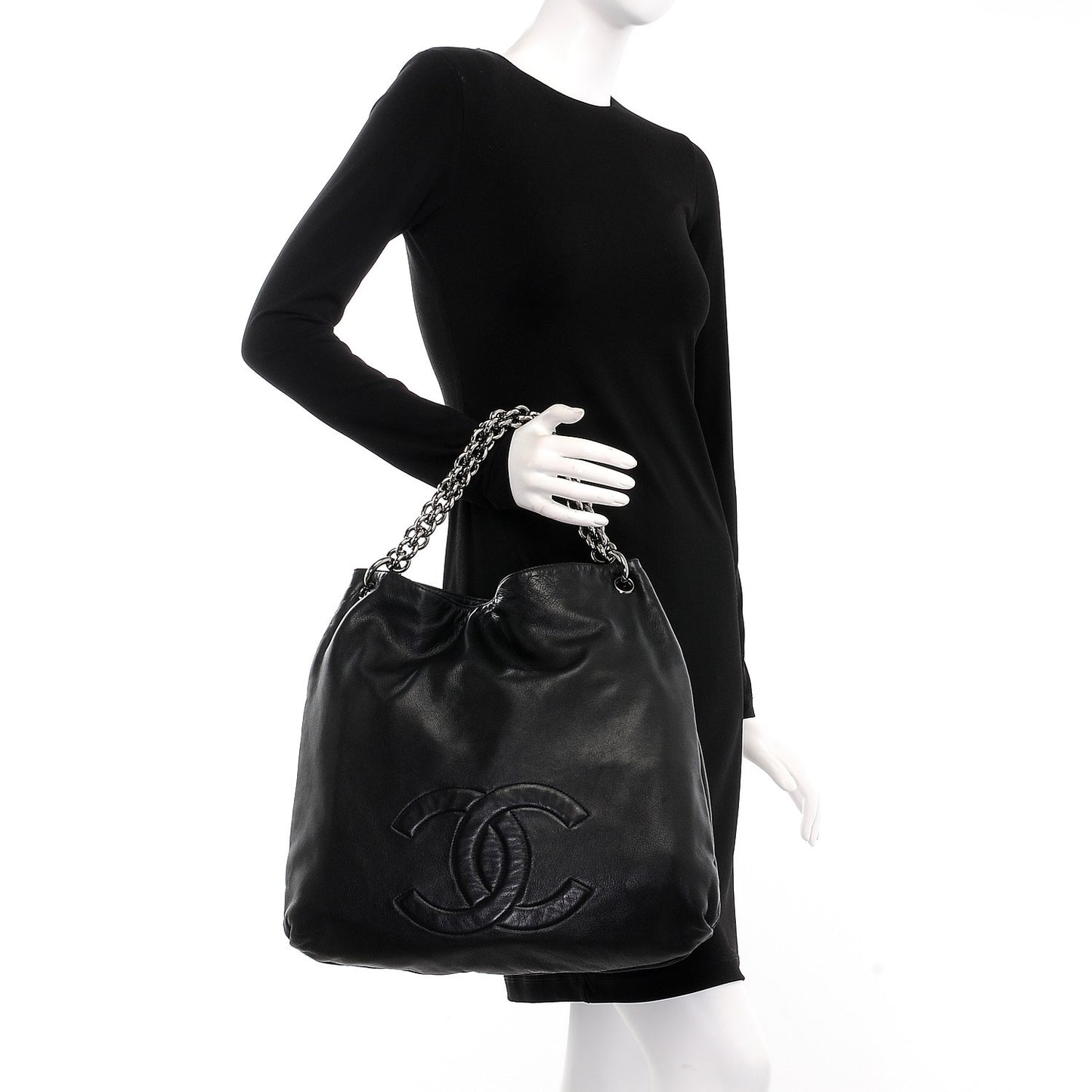 Lambskin Large Soft and Chain Hobo Black
