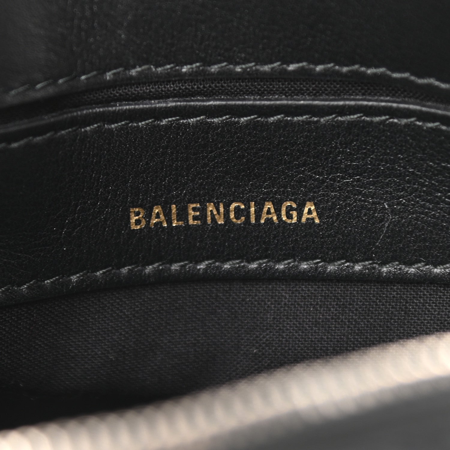 Balenciaga Calfskin Gothic Logo XXS Ville Top Handle Bag Black White 6 of 10