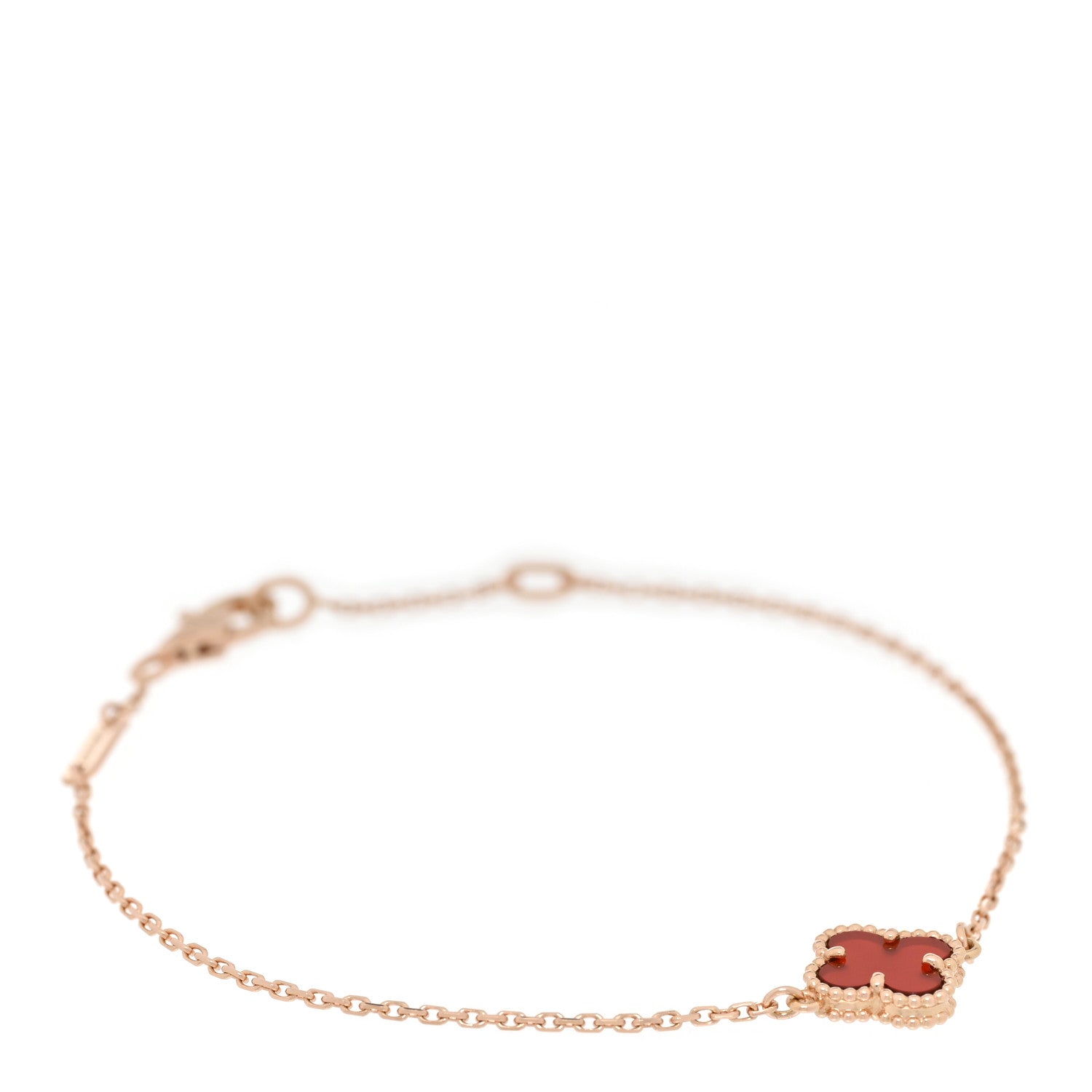 Van Cleef & Arpels 18K Rose Gold Carnelian Sweet Alhambra Bracelet 1 of 3