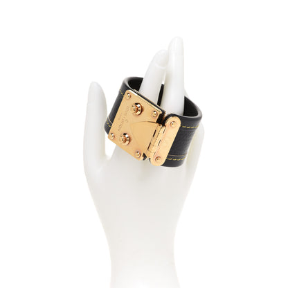 Louis Vuitton Chevre Suhali Lock Bracelet Black 2 of 5