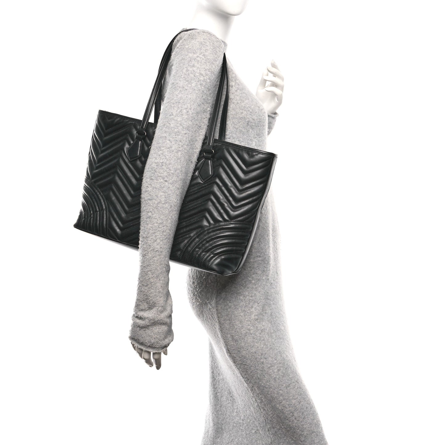 Calfskin Matelasse Monochrome Large GG Marmont Tote Bag Black