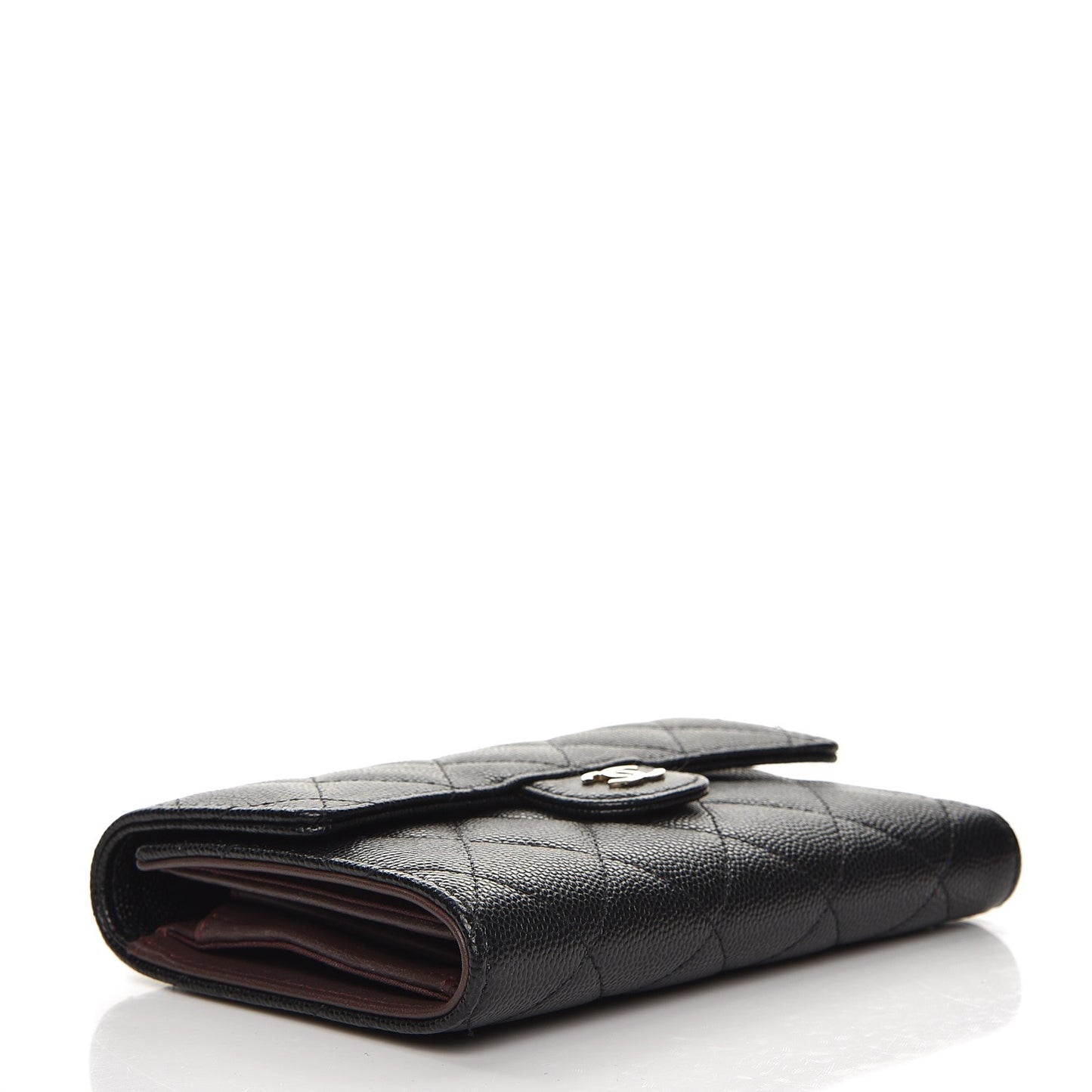Caviar Quilted Small Flap Wallet Black