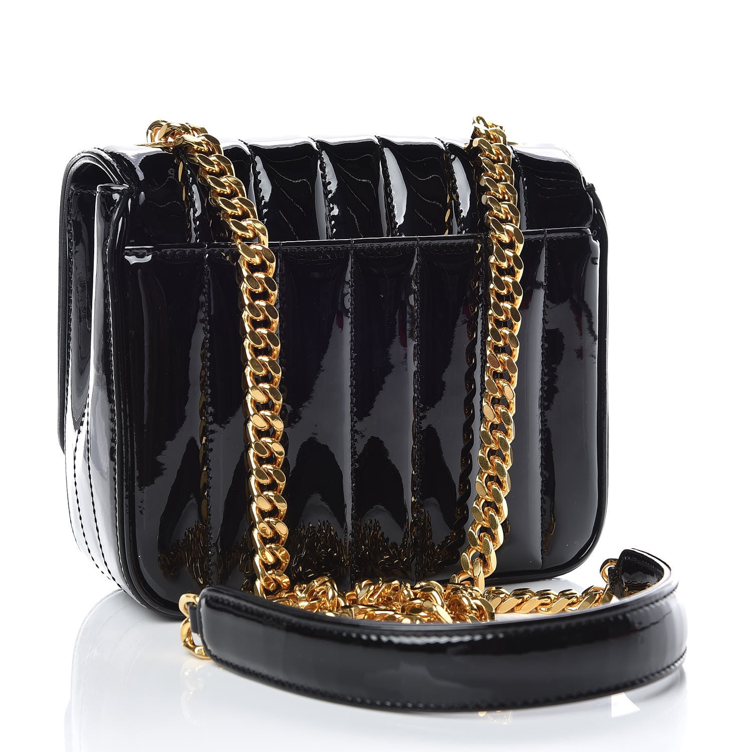 Saint Laurent Patent Calfskin Matelasse Monogram Small Vicky Chain Bag Black 3 of 10