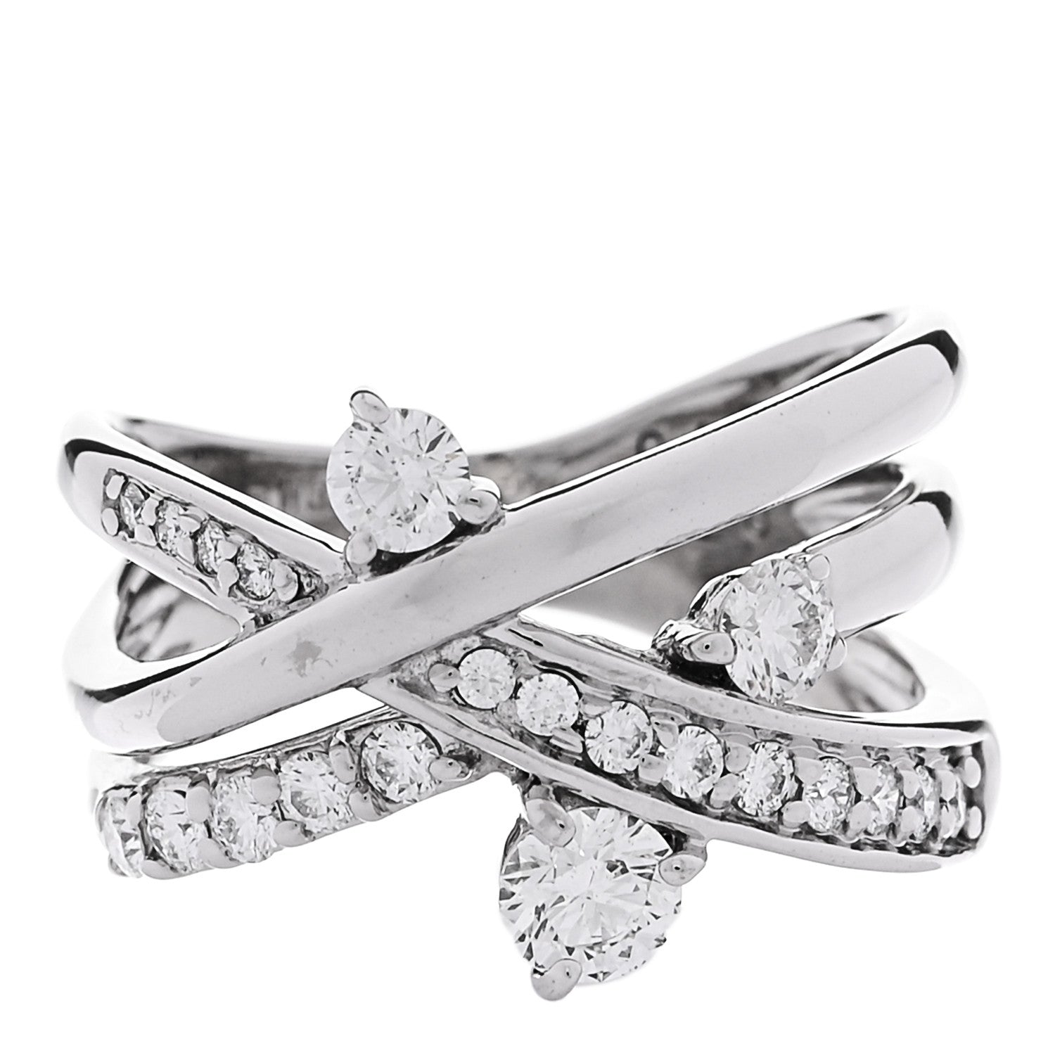 Parker & West by FASHIONPHILE 18K White Gold Diamond .64ctw Crossover Band Ring 53 6.25 1 of 5