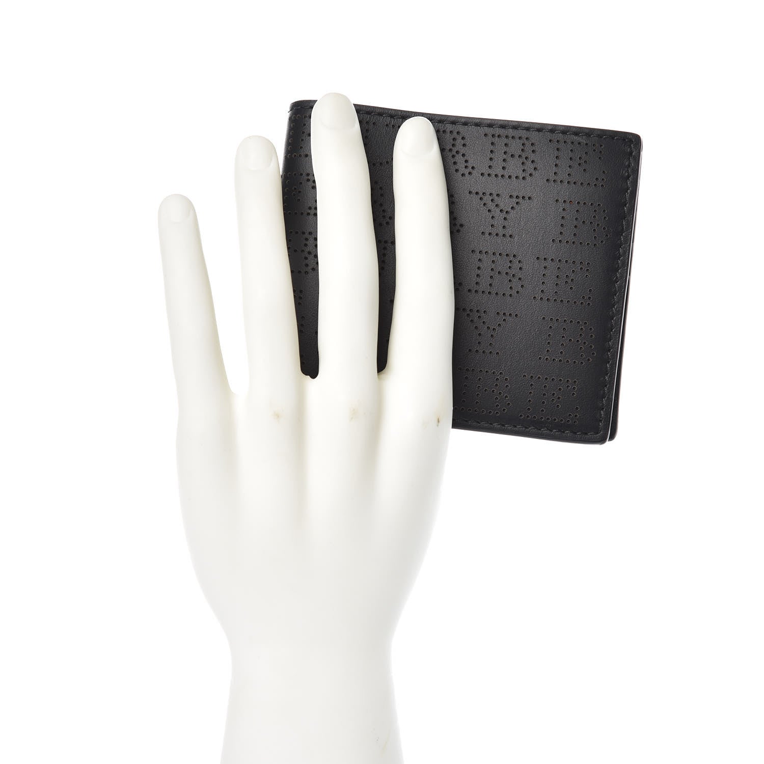 Burberry Calfskin Perforated Bi-Fold Wallet Black 2 of 8