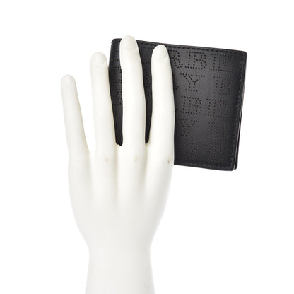 Burberry Calfskin Perforated Bi-Fold Wallet Black 2 of 8