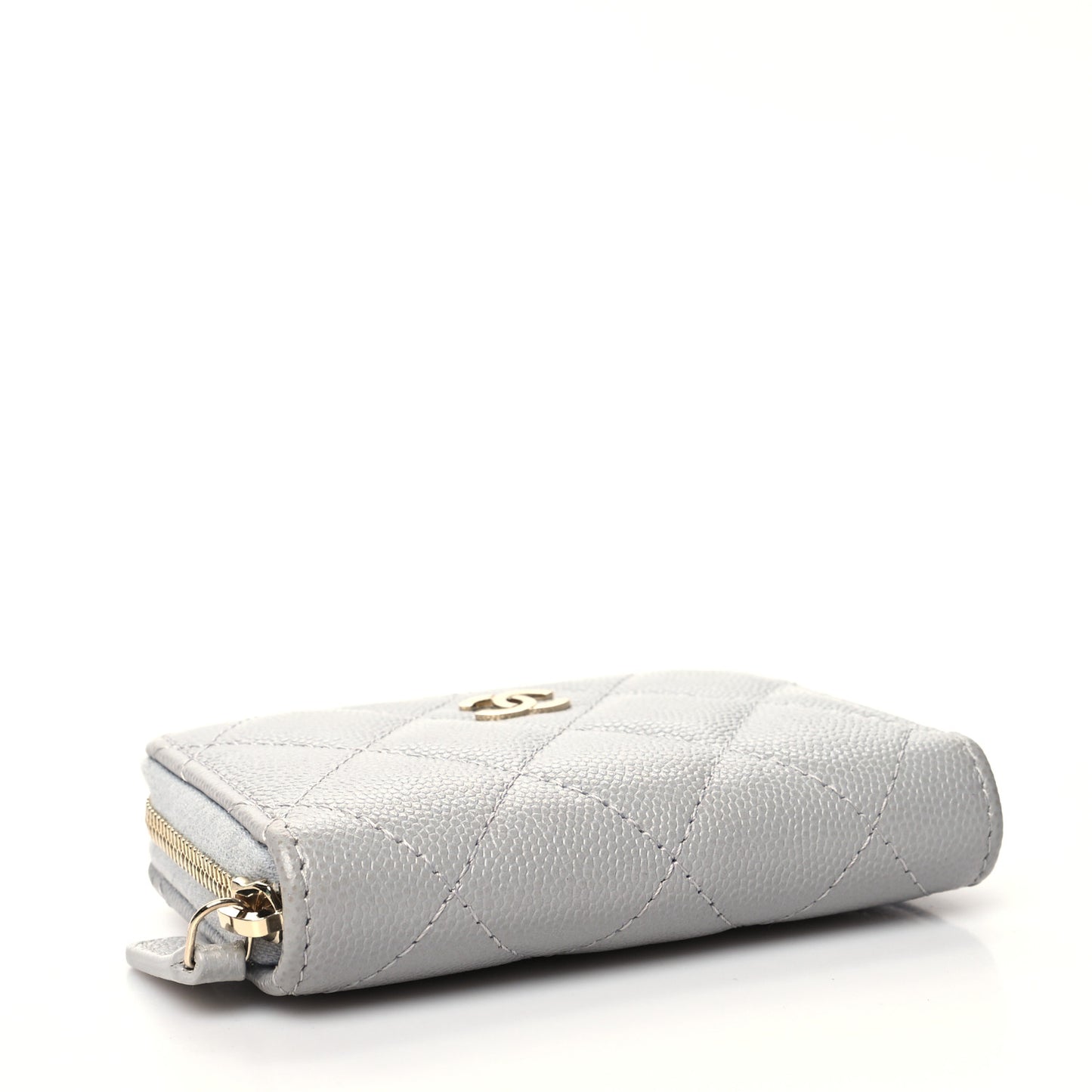 Caviar Quilted Zip Coin Purse Grey
