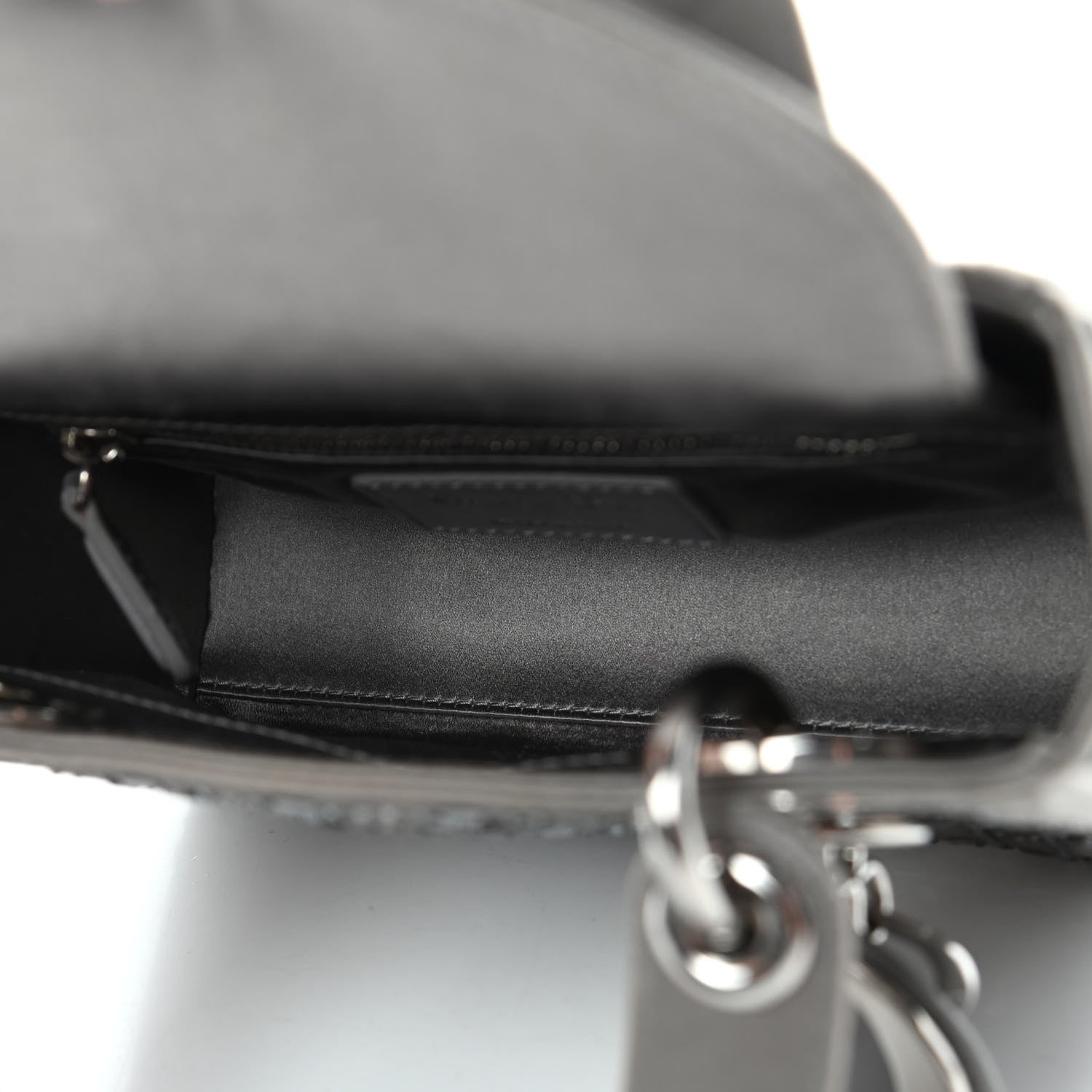 Christian Dior Satin Crystal Cannage Mini Lady Dior Gray 4 of 5