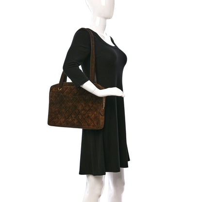 Chanel Suede Quilted Shoulder Bag Brown 2 of 10