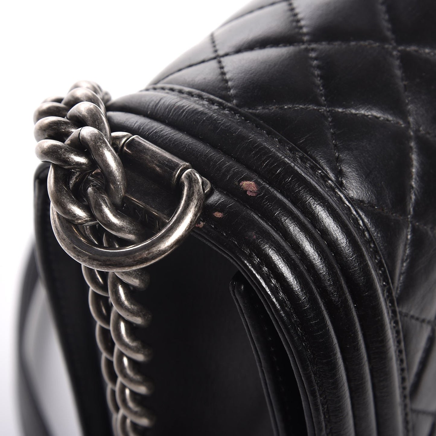 Lambskin Quilted Large Boy Flap Black