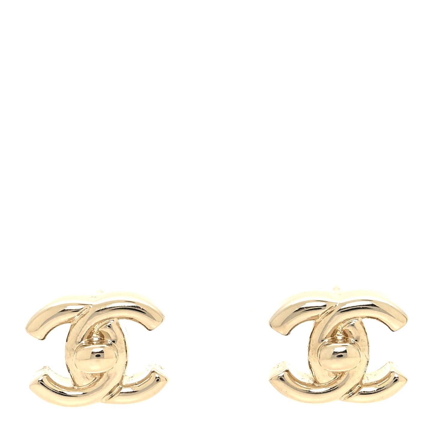 Metal Logo CC Turnlock Earrings Gold