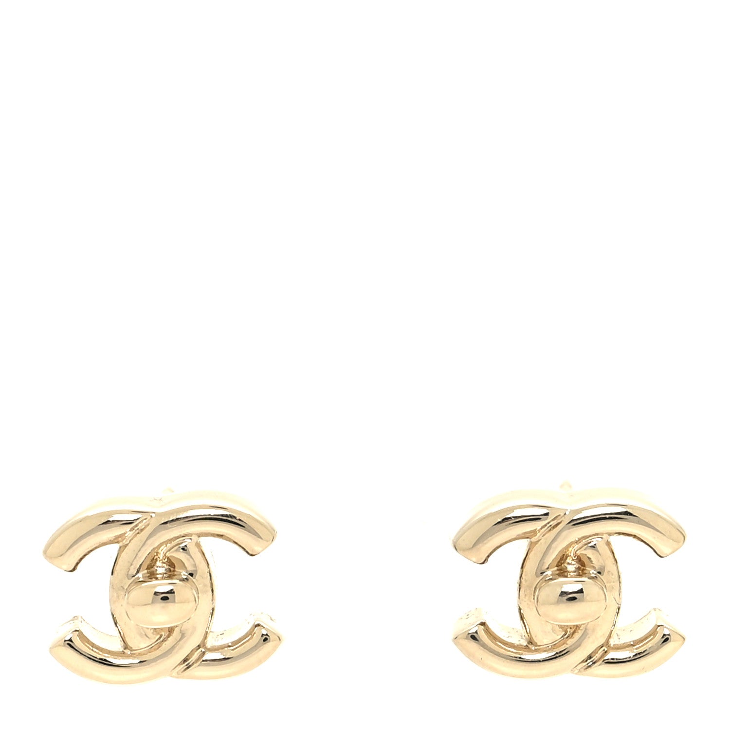 Chanel Metal Logo CC Turnlock Earrings Gold 1 of 5