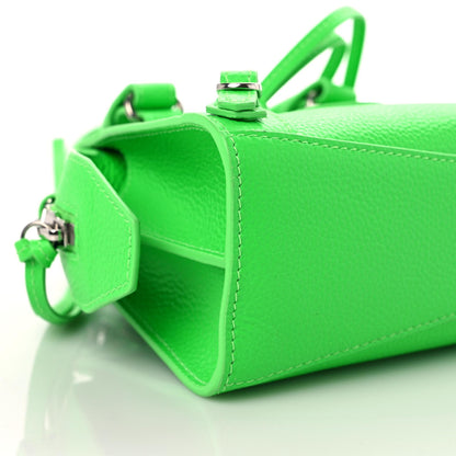 Balenciaga Grained Calfskin Neo Classic Silver Hardware Nano City Crossbody Fluo Green 5 of 8