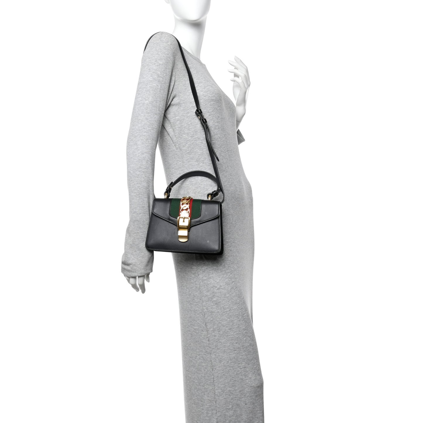 Calfskin Mini Sylvie Top Handle Bag Black