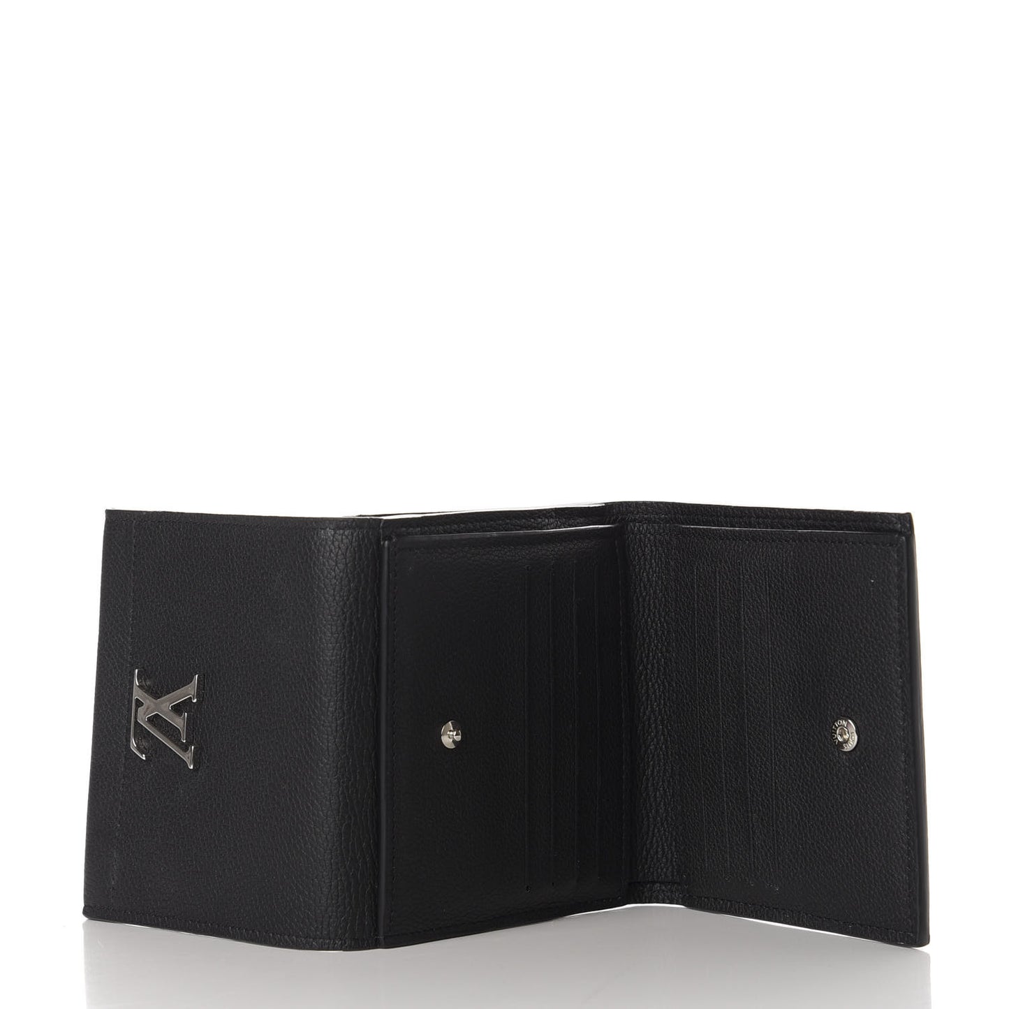 Calfskin LockMe II Compact Wallet Black