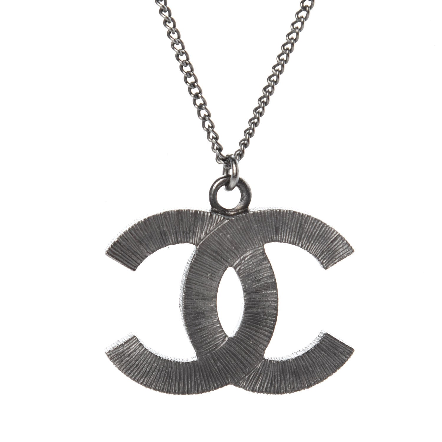 Chanel Enamel CC Necklace Silver Black 4 of 7