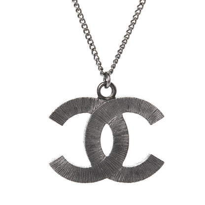Chanel Enamel CC Necklace Silver Black 4 of 7