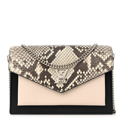 Louis Vuitton Soft Calfskin Snakeskin My Lockme Chain Bag Pochette Black 1 of 10