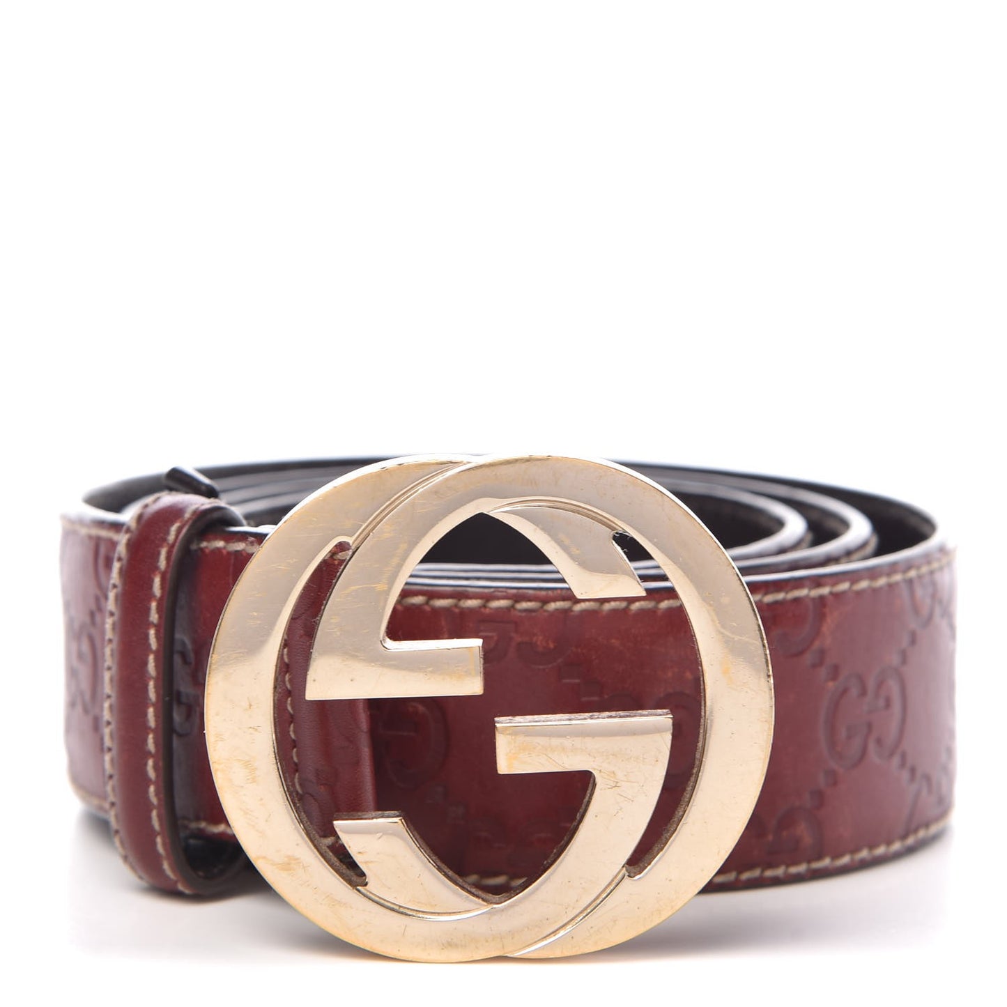 Guccissima Interlocking G Belt 95 38 Dark Red