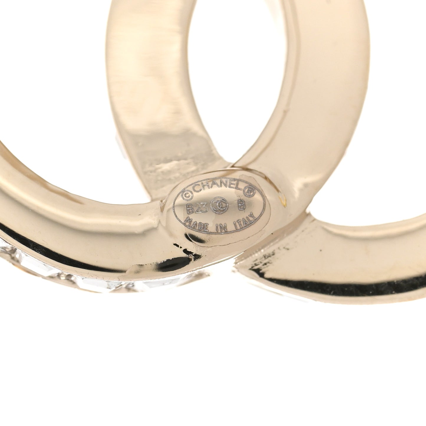 Metal Baguette Crystal CC Earrings Gold