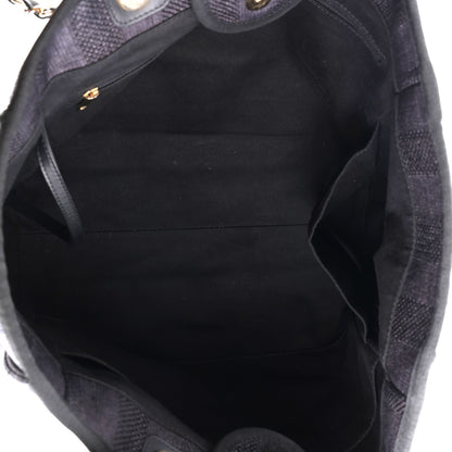 Chanel Mixed Fibers Calfskin Striped Medium Deauville Tote Black 6 of 11