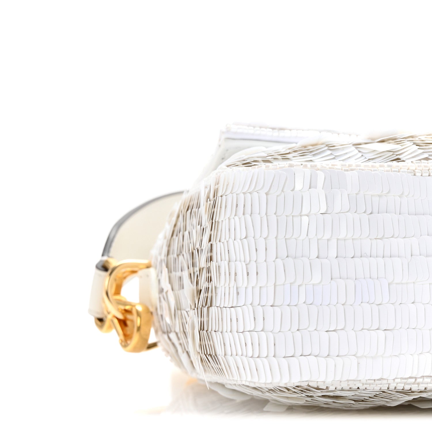 Fendi Sequin Paillettes Vitello Grace Sex and the City Baguette White 8 of 10
