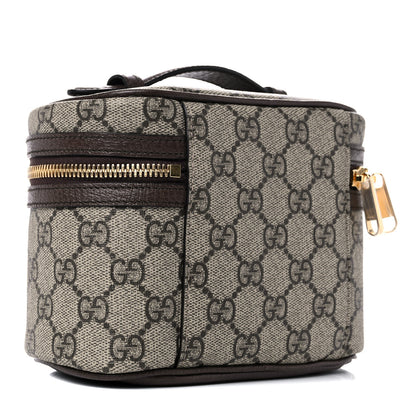 Gucci GG Supreme Monogram Textured Calfskin Web Ophidia Vanity Cosmetic Case Beige Ebony New Acero 3 of 11