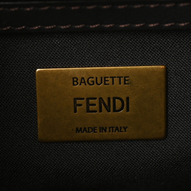 Fendi Fabric Jacquard FF 1974 Midi Chain Baguette Tobacco Moro 6 of 10