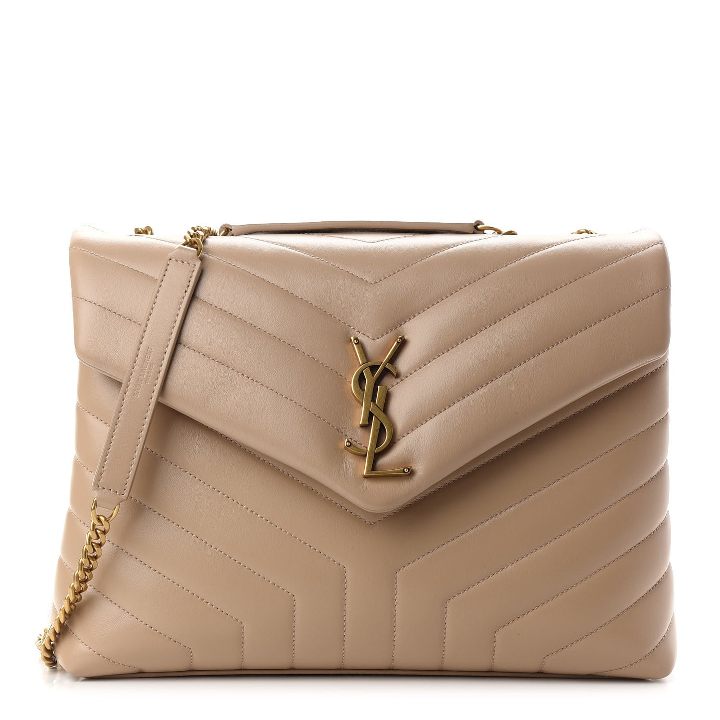 Calfskin Y Quilted Monogram Medium Loulou Chain Satchel Dark Beige