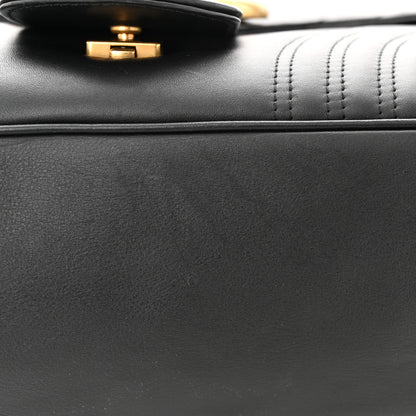Gucci Calfskin Matelasse Maxi GG Marmont Top Handle Shoulder Bag Black 11 of 16