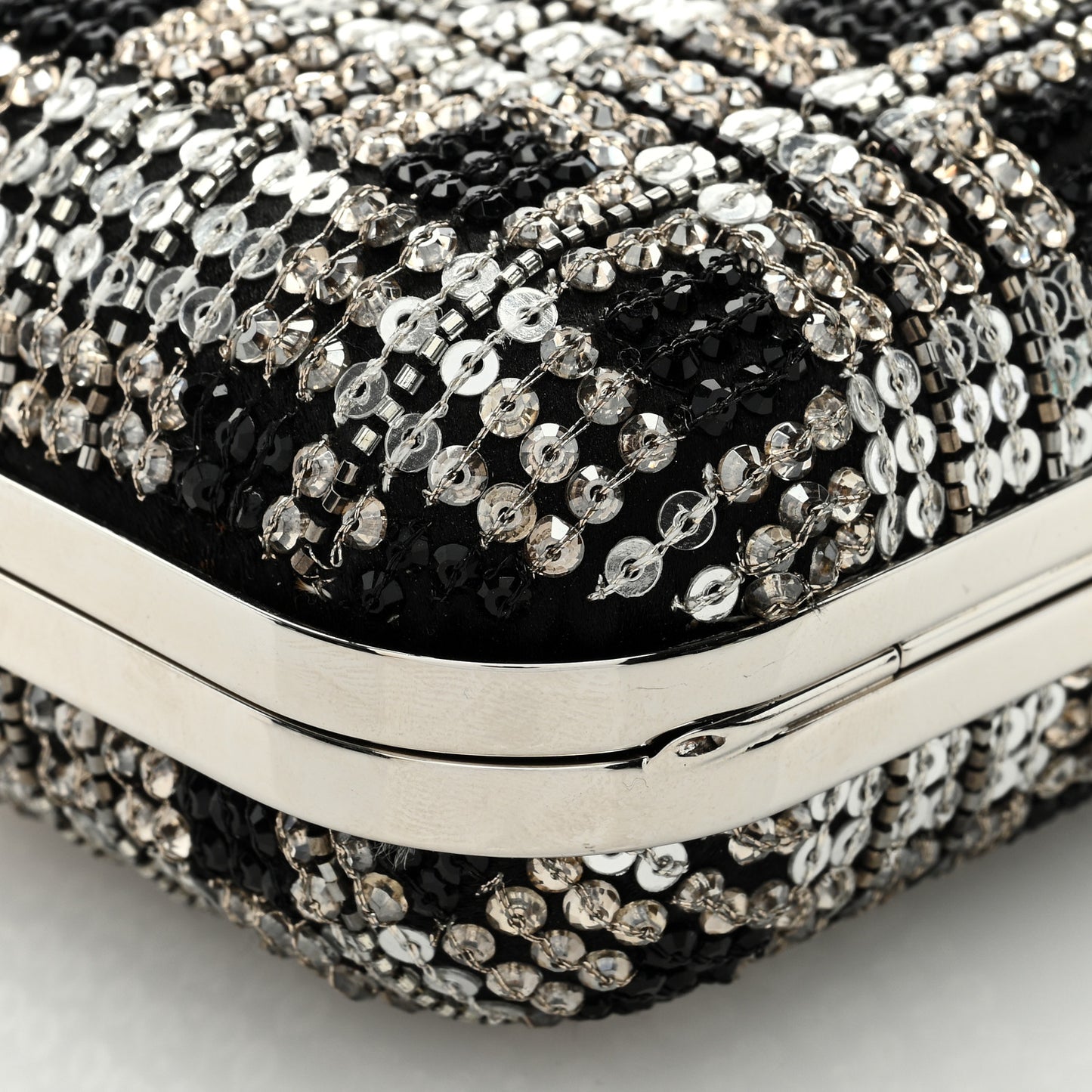 Sequins Micro Cloud Clutch Black Silver