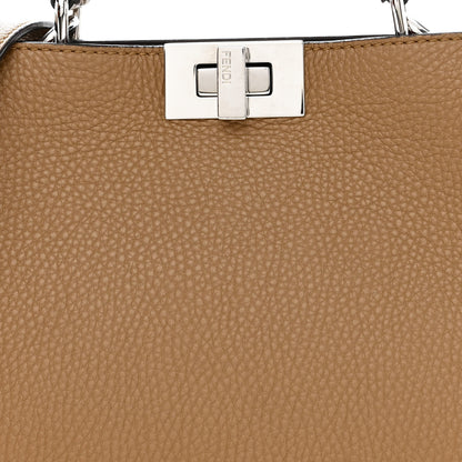 Fendi Cuoio Romano Vitello Cover Glazed Fabric Bi-Color FF 1974 Mini Peekaboo I SEE U Satchel Sand Tobacco Moro 8 of 10