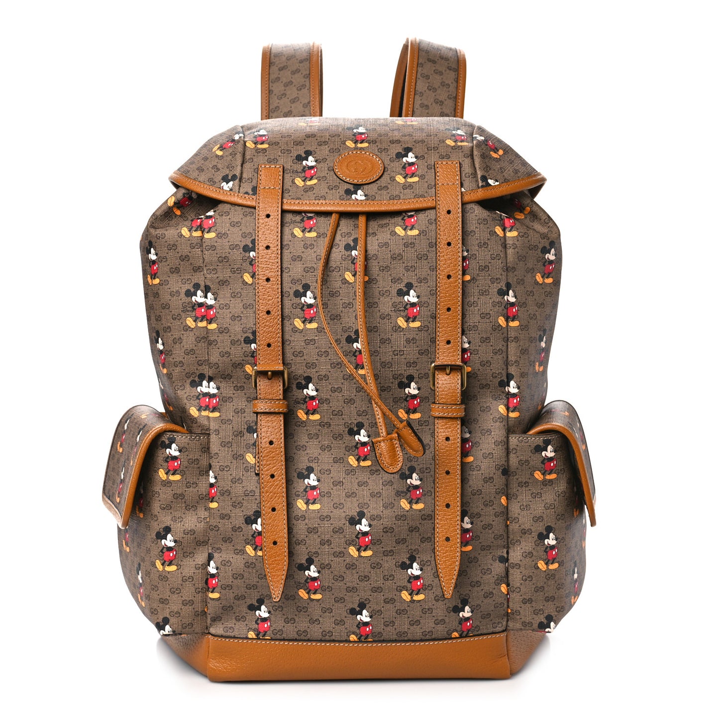 X DISNEY Mini Vintage GG Supreme Monogram Mickey Mouse Medium Backpack Beige Vintage Sun Oil