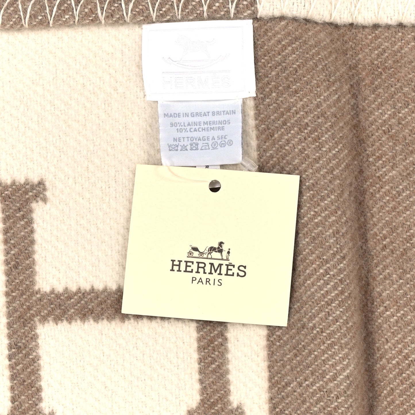 Wool Cashmere Avalon Baby Blanket Noisette Moyen White