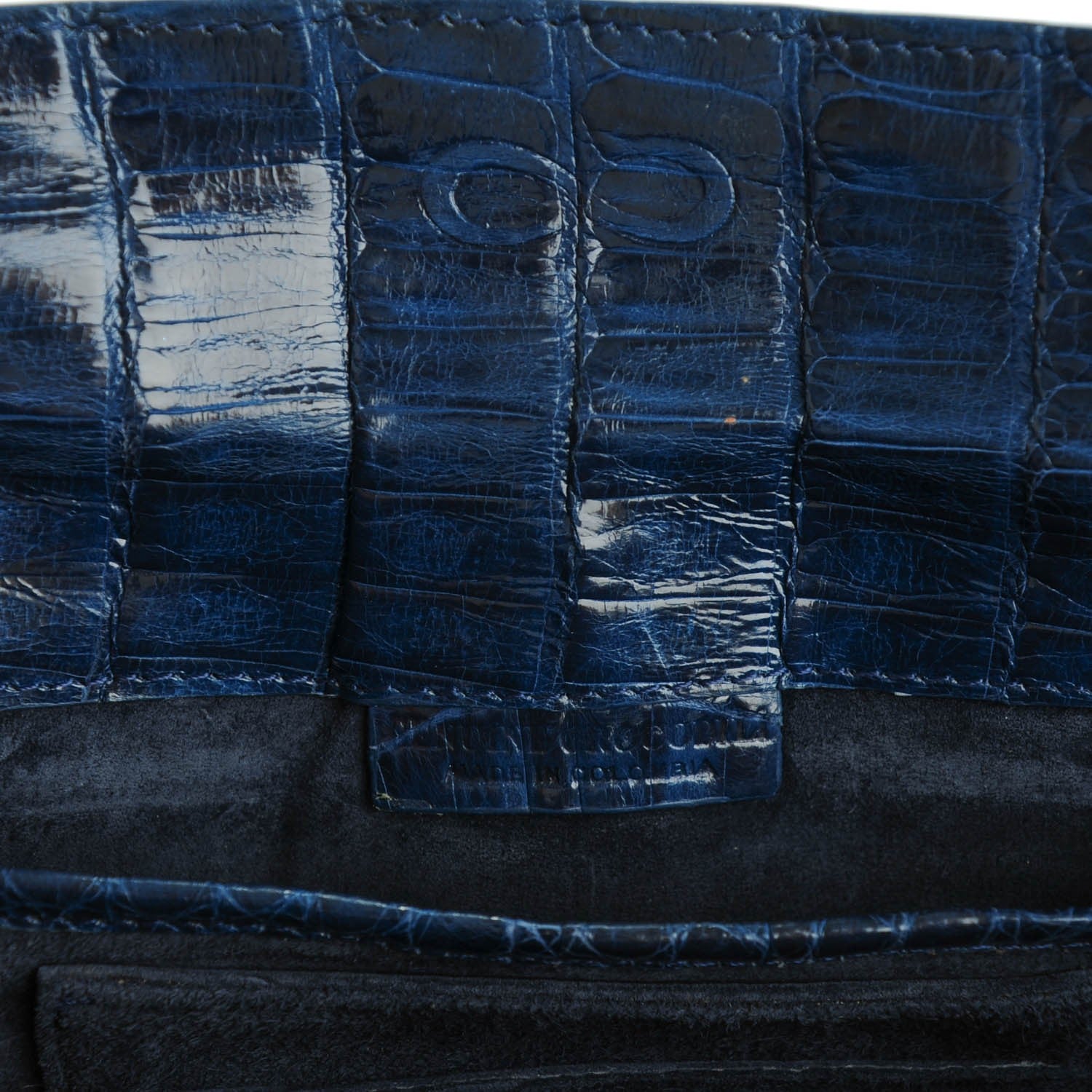 Nancy Gonzalez Glossy Crocodile Foldover Clutch Blue 7 of 7