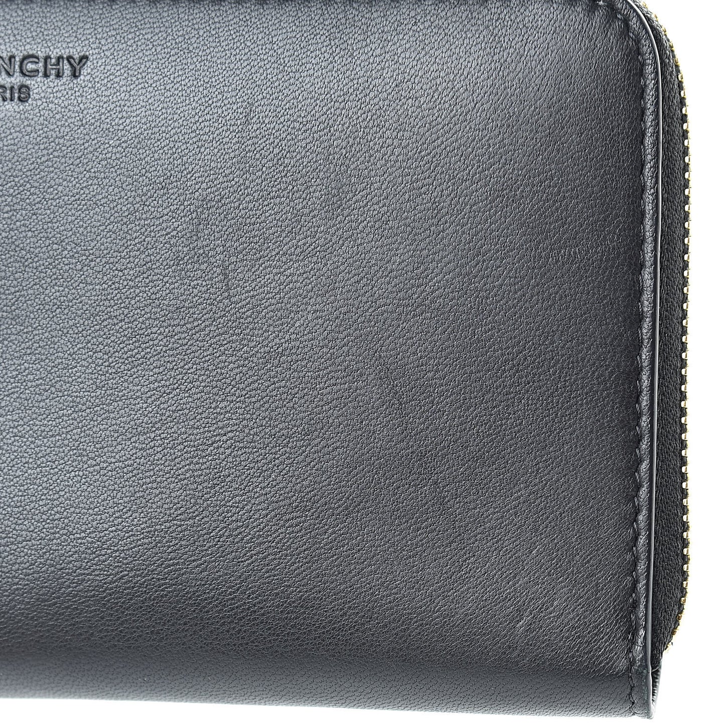 Lambskin Shark Lock Zip Around Wallet Black