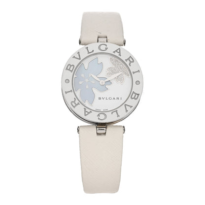 Bulgari Stainless Steel Calfskin Diamond Mother of Pearl 30mm B.zero1 Floral Quartz Watch 1 of 4