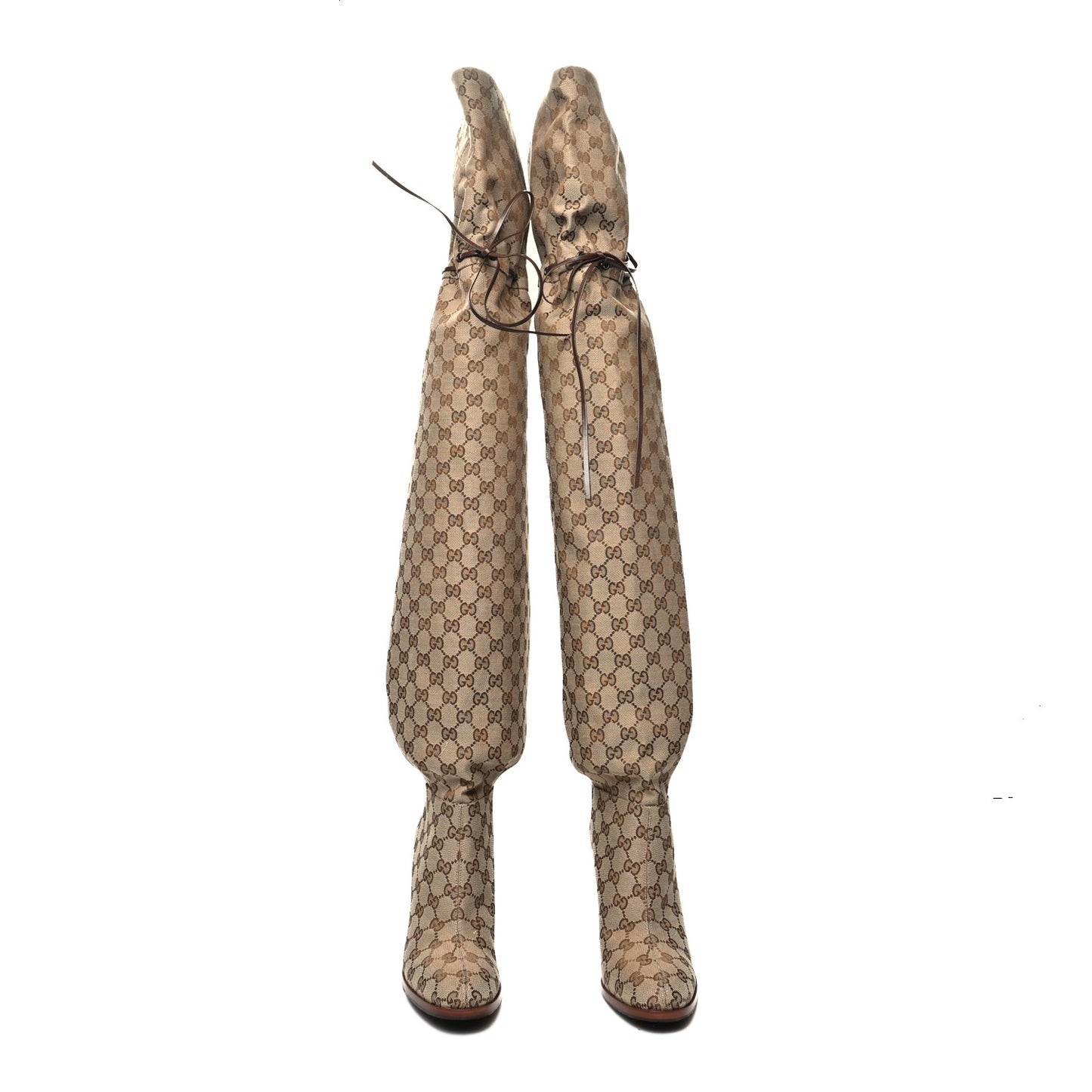 Monogram Over the Knee Boots 40 Beige Ebony
