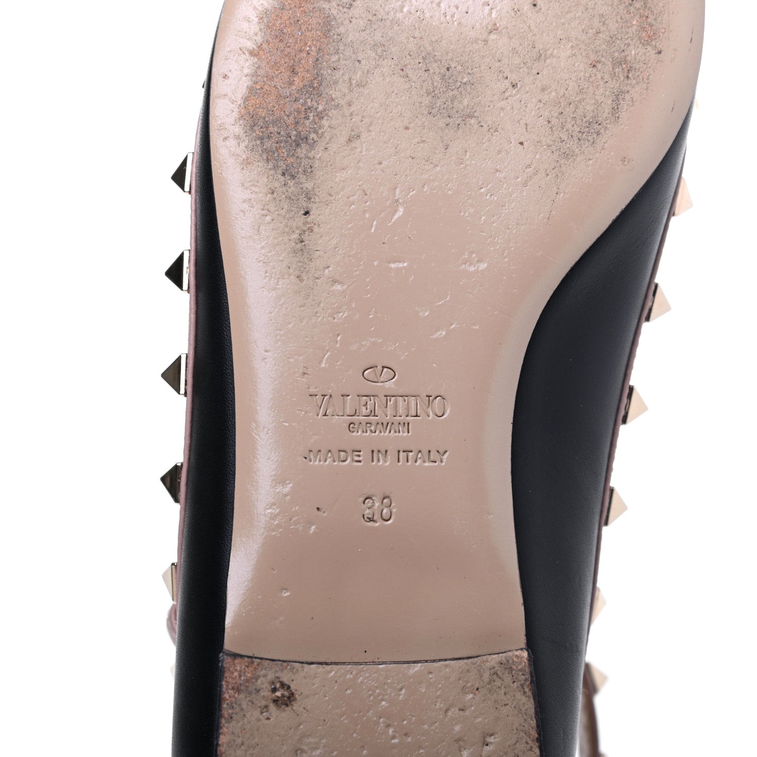 Valentino Garavani Nappa Rockstud Cage Ballerina Flats 38 Black Poudre 9 of 17