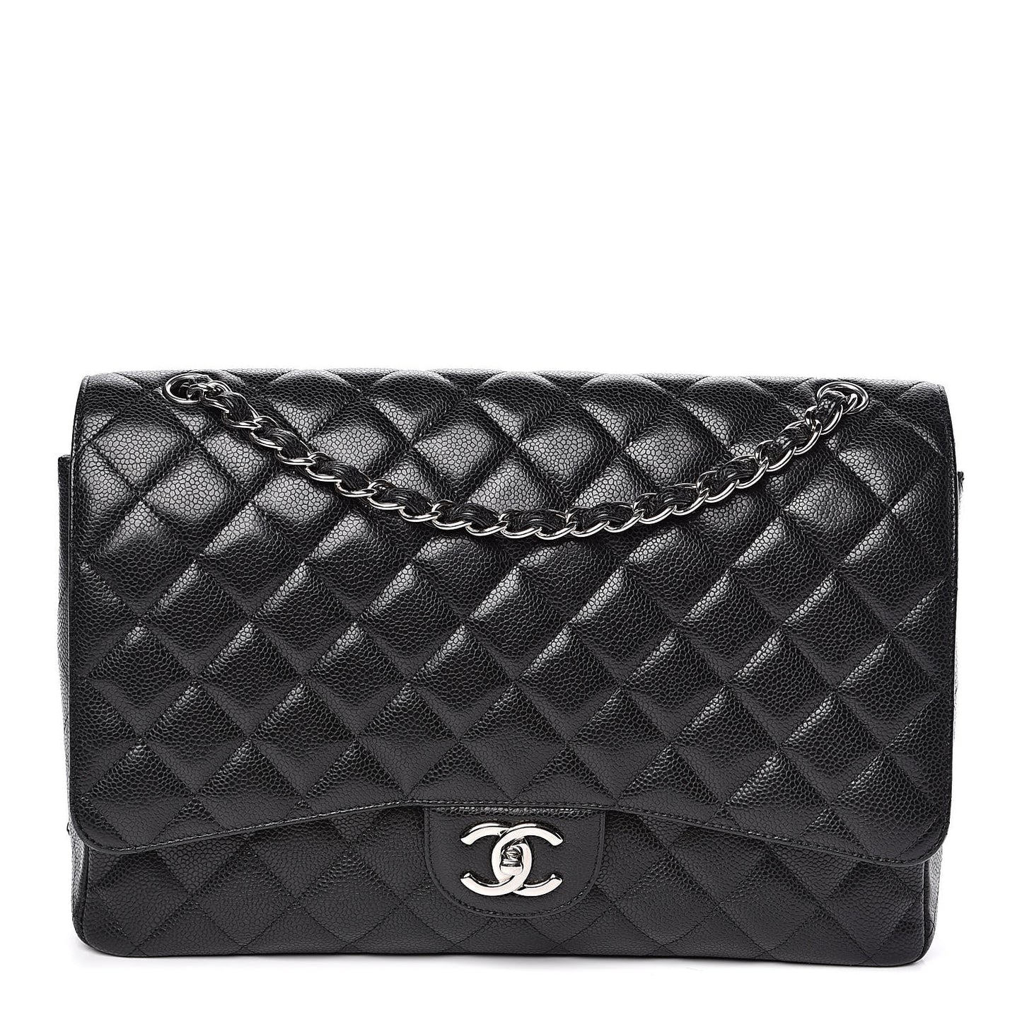 Caviar Quilted Maxi Double Flap Black