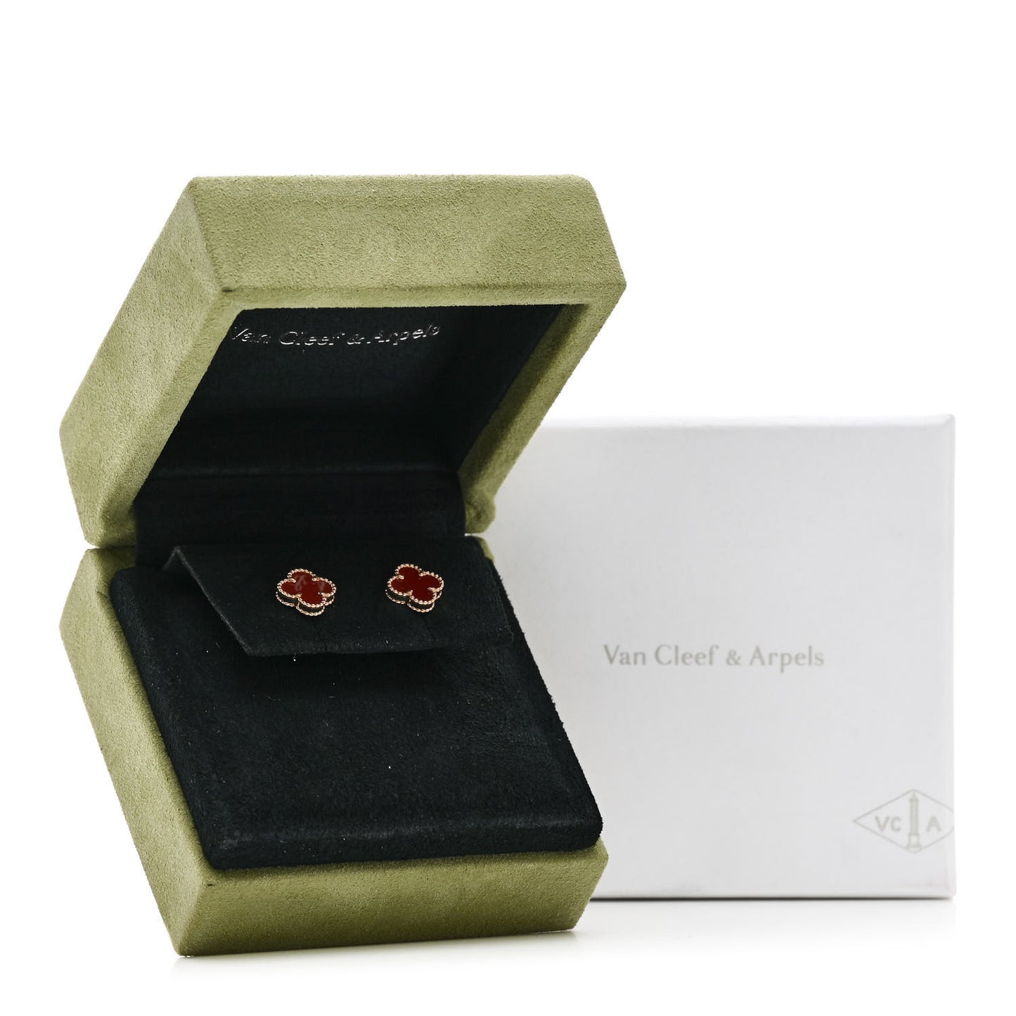 18K Rose Gold Carnelian Sweet Alhambra Earrings