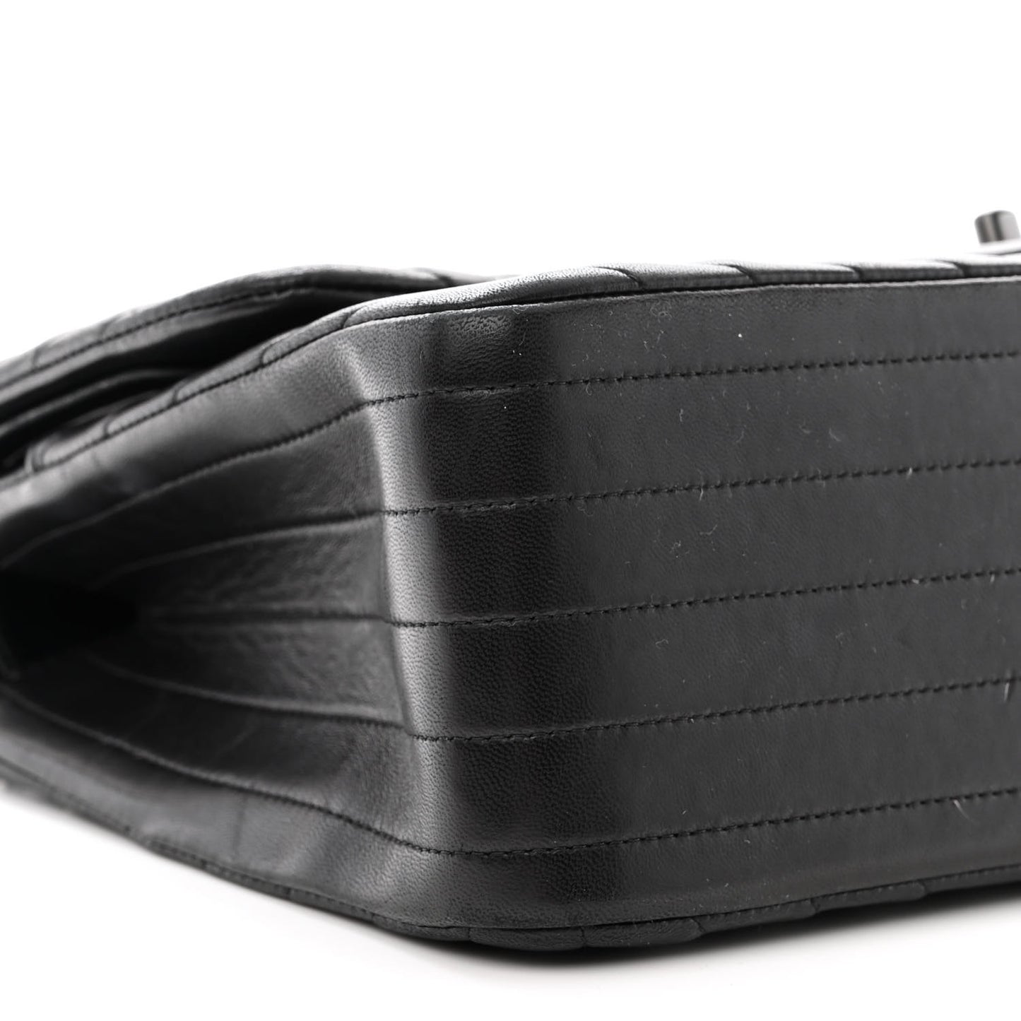 Lambskin Chevron Quilted Jumbo Double Flap So Black